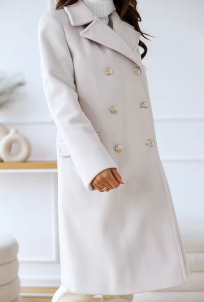Langer Damen Mantel mit zweireihiger Knopfleiste | Warm