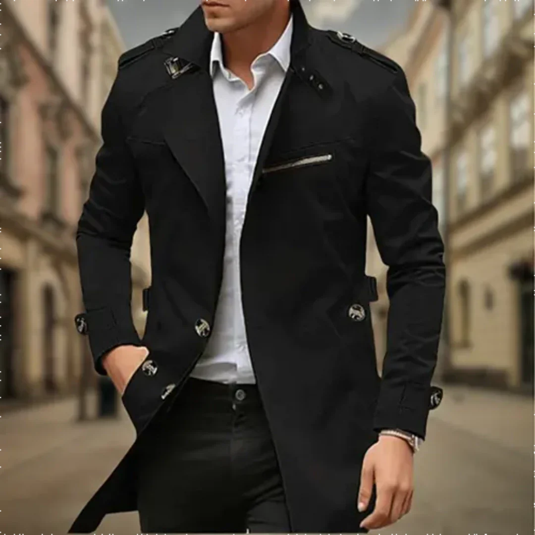 Eleganter langer Herren-Trenchcoat | Regenjacke
