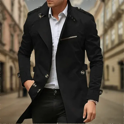 Eleganter langer Herren-Trenchcoat | Regenjacke