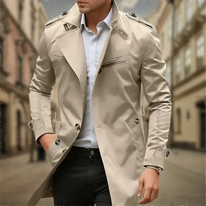 Eleganter langer Herren-Trenchcoat | Regenjacke