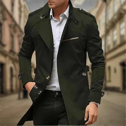 Eleganter langer Herren-Trenchcoat | Regenjacke