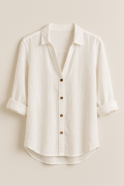 Locker geschnittene Bluse mit Kragen und Knopfleiste
