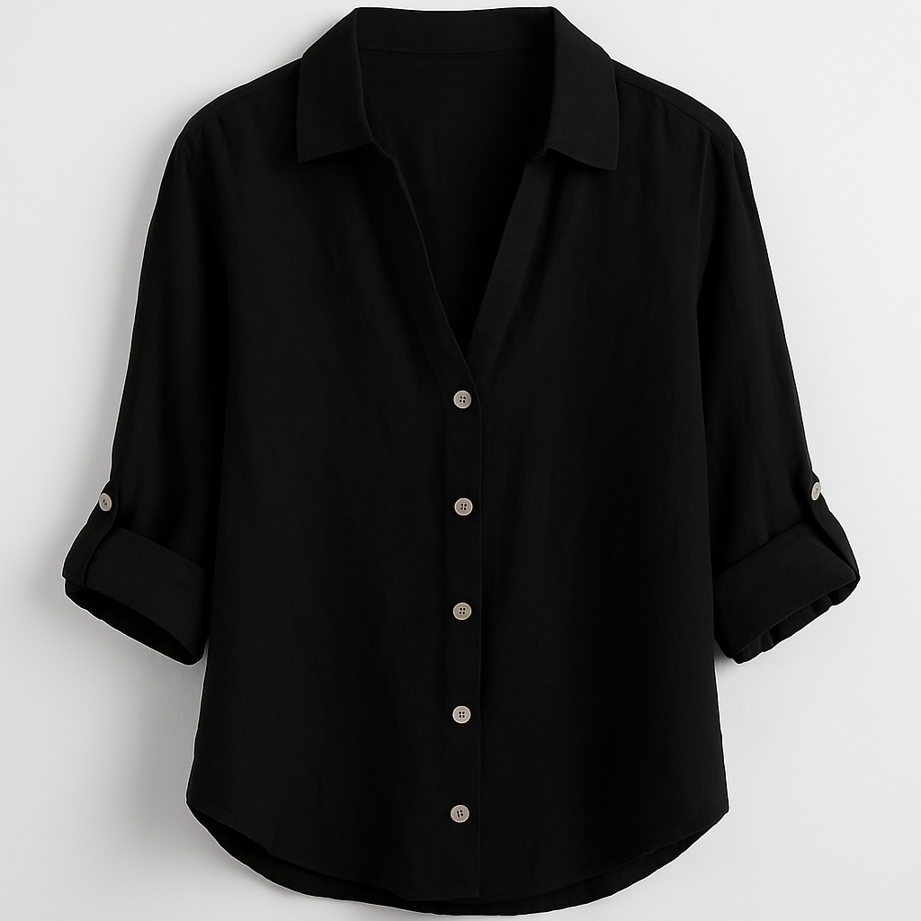 Locker geschnittene Bluse mit Kragen und Knopfleiste