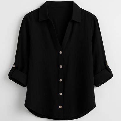 Locker geschnittene Bluse mit Kragen und Knopfleiste