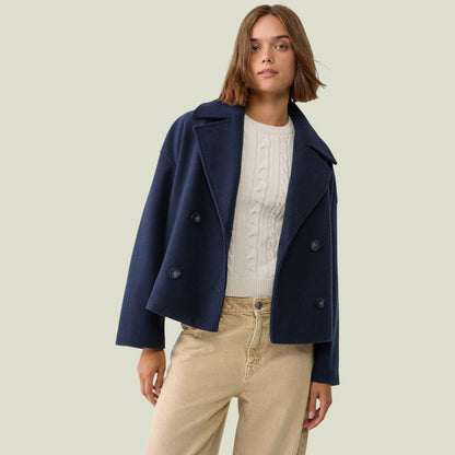 Damen Kurzjacke mit Reverskragen und doppelreihiger Knopfleiste