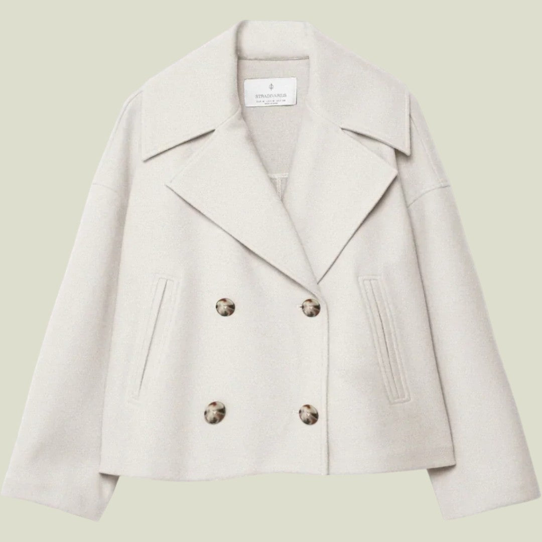 Damen Kurzjacke mit Reverskragen und doppelreihiger Knopfleiste