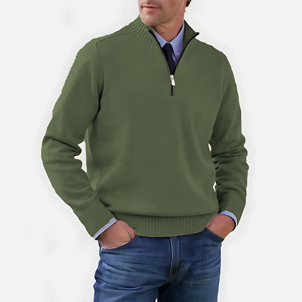 Herrenpullover mit Reißverschluss und Stehkragen