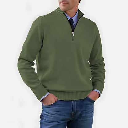 Herrenpullover mit Reißverschluss und Stehkragen