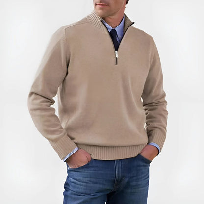 Herrenpullover mit Reißverschluss und Stehkragen