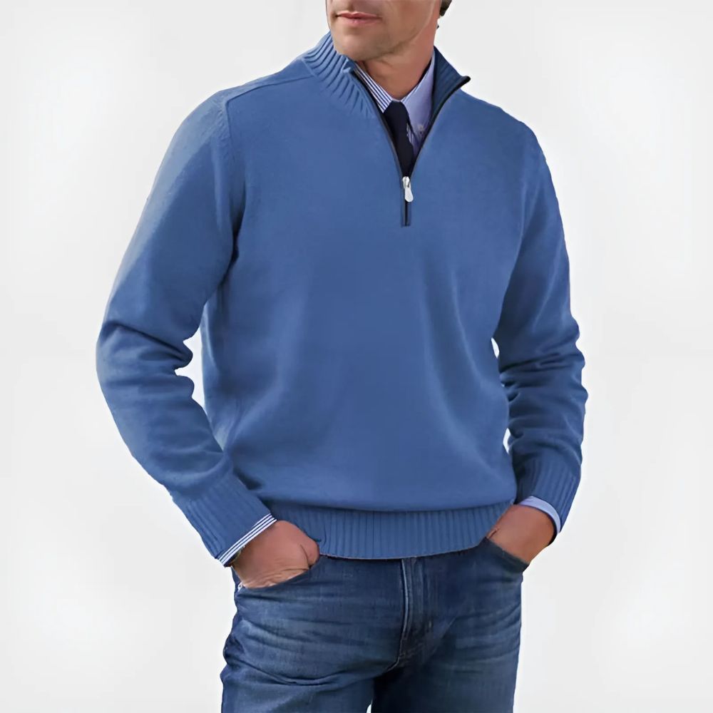 Herrenpullover mit Reißverschluss und Stehkragen