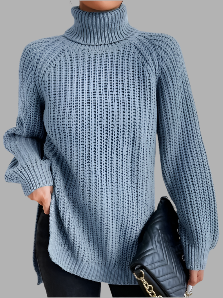 Weicher Strickpullover für Damen mit Rollkragen und langer Passform