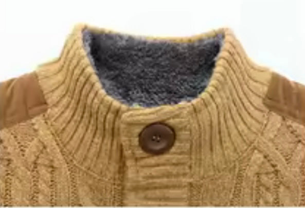 Herren Strickjacke mit Zopfmuster und Stehkragen