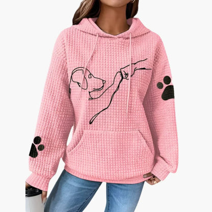 Kapuzenpullover mit Linienmotiv und Pfotenprint