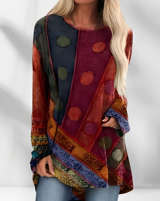 Longshirt mit Patchwork-Design und Rundhalsausschnitt