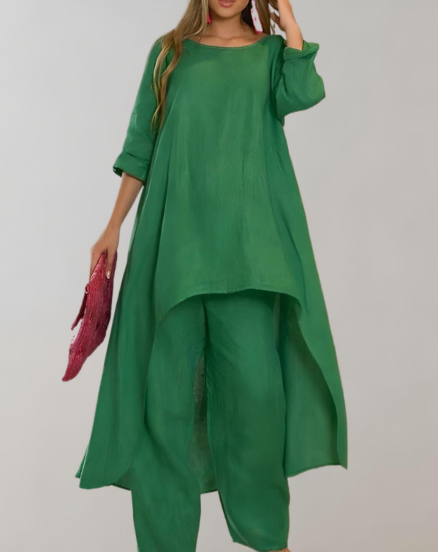 Damen Kleid mit asymmetrischem Schnitt und Rundhalsausschnitt