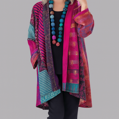 Damenmantel mit lockerer Passform & Taschen – Strickjacke