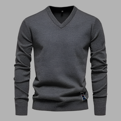 Pullover für Herren mit V-Ausschnitt aus Strickstoff
