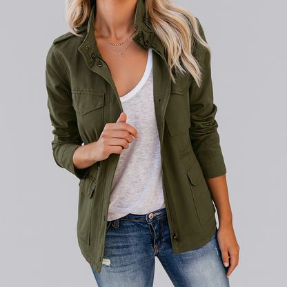 Damen kurze Jacke mit Zipper | Moderne Übergangsjacke