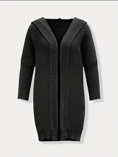 Gemütliche Damen Strickjacke mit Kapuze | Lang