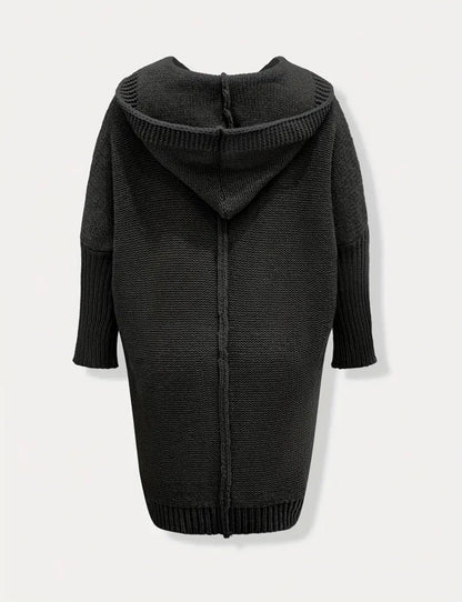 Gemütliche Damen Strickjacke mit Kapuze | Lang