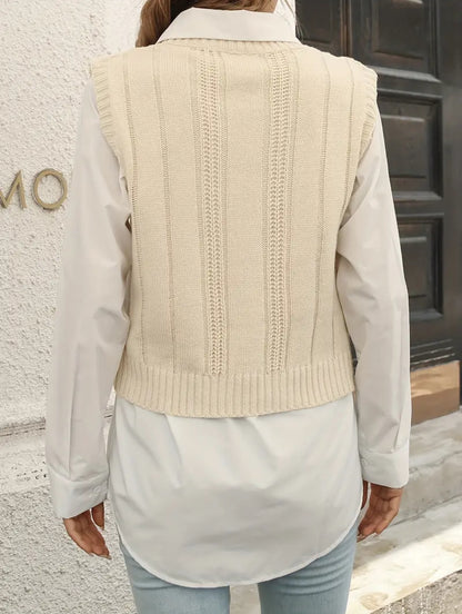 Ärmelloser Strickpullover mit V-Ausschnitt