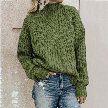 Damen Grobstrickpullover mit hohem Kragen