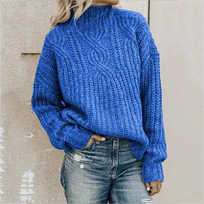 Damen Grobstrickpullover mit hohem Kragen