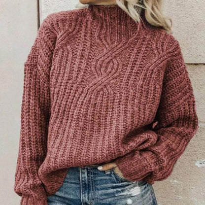 Damen Grobstrickpullover mit hohem Kragen