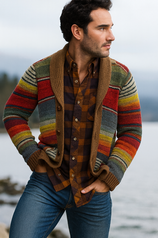 Herren Strickjacke mit Norweger Design | Warm
