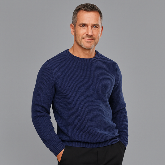 Herren Rundhalspullover mit Strickmuster