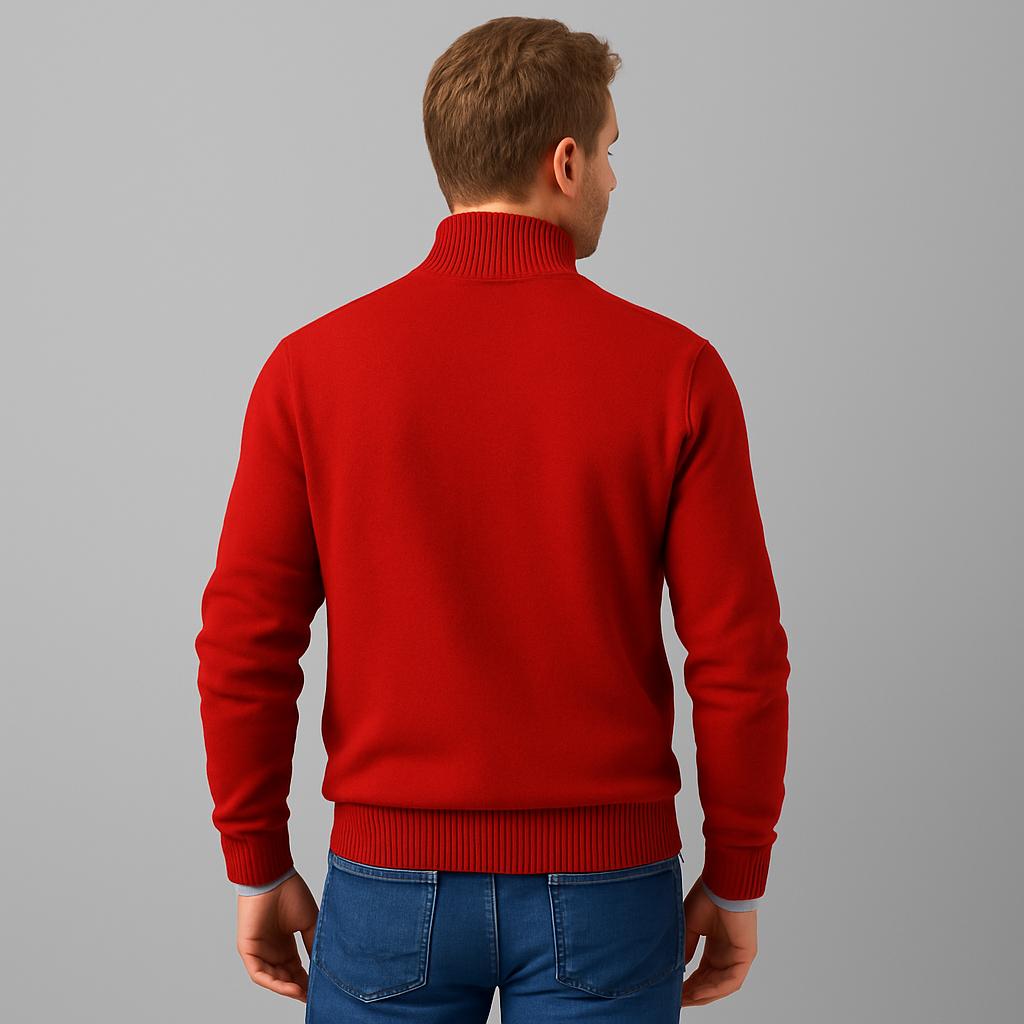 Herrenpullover mit Reißverschluss und Stehkragen