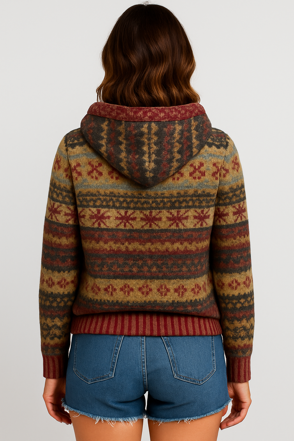 Norweger-Strickpullover Damen mit Kapuze – Warm, Weich & Stylisch