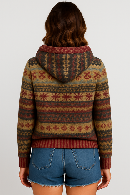 Norweger-Strickpullover Damen mit Kapuze – Warm, Weich & Stylisch