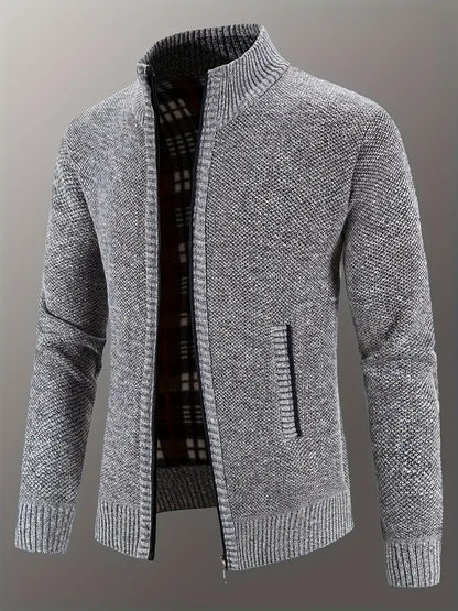 Elegante Strickjacke für Herren mit Reißverschluss und Stehkragen