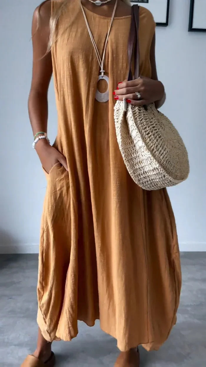 Ärmelloses Damen Maxikleid mit weitem Schnitt