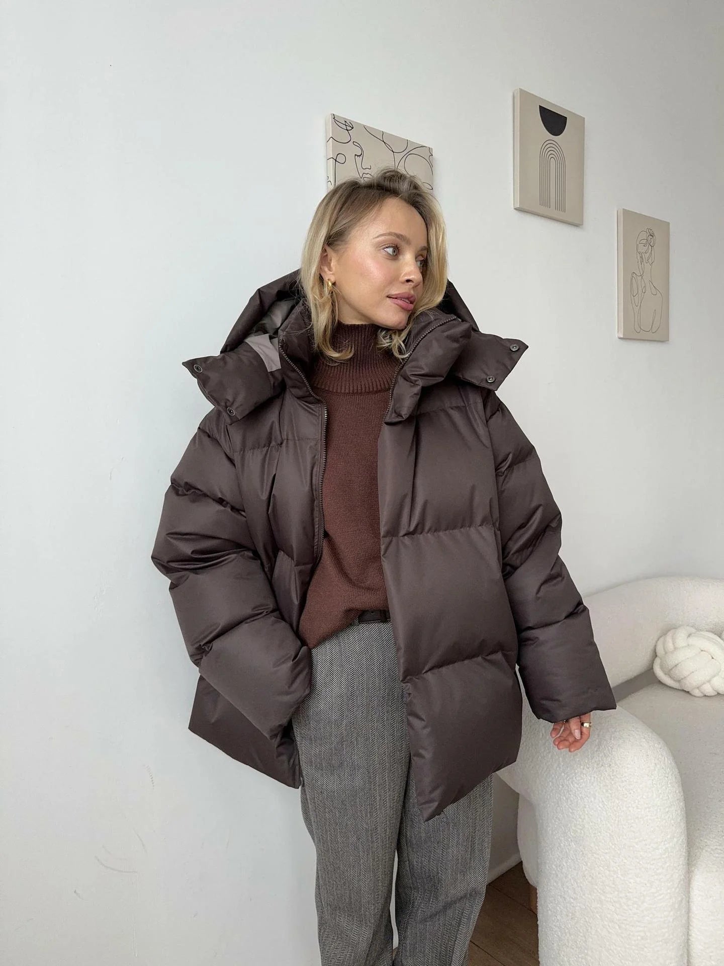 Damen Gefütterte Oversize-Steppjacke | Winter