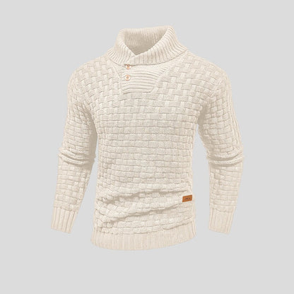 Herren Strickpullover mit Stehkragen und Knopfleiste