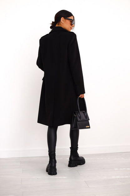 Langer Damen Mantel mit zweireihiger Knopfleiste | Warm