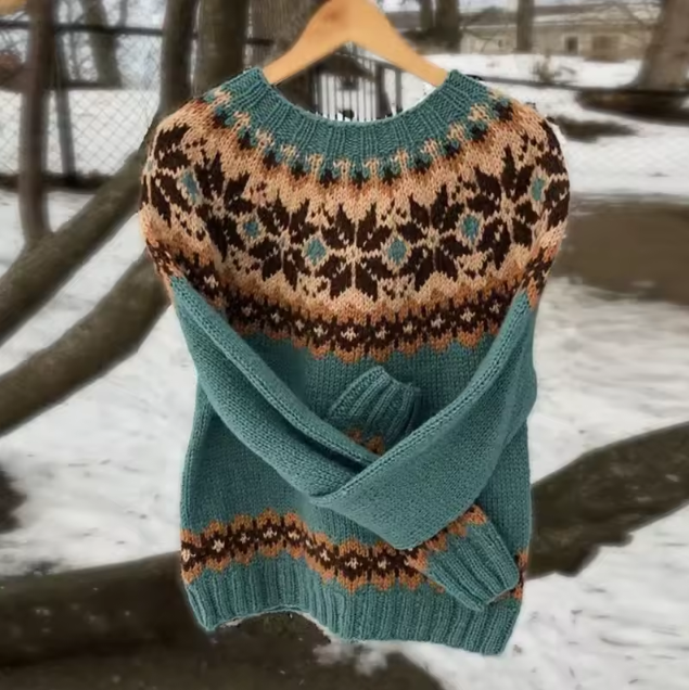 Pullover mit auffälligem Muster und langen Ärmeln