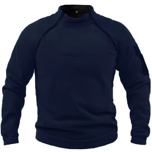 Funktioneller Gemütlicher Herrenpullover mit Modernem Stehkragen und Armee Design