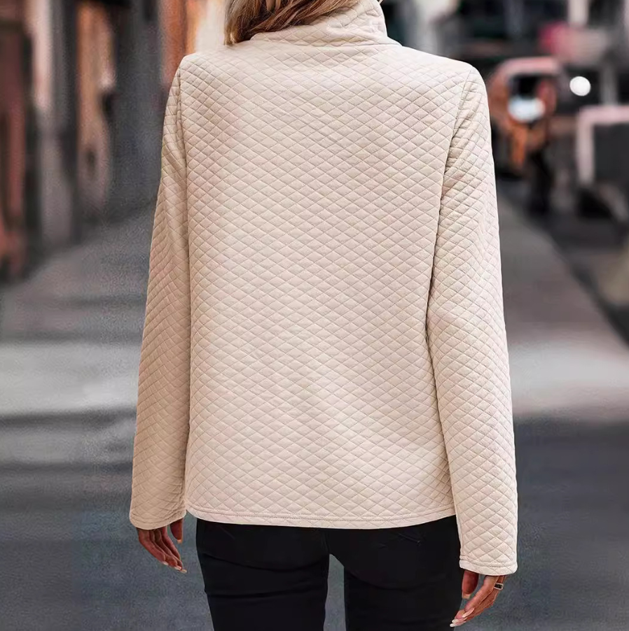 Gemütlicher Stehkragen-Pullover mit Modernem Steppmuster für Damen