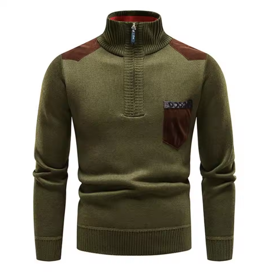 Gemütlicher Herren Pullover mit Stilvollen Details und Funktionalem Reißverschluss