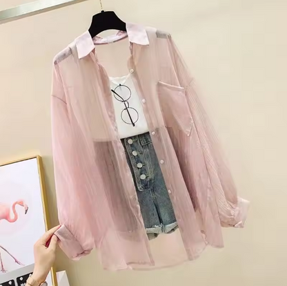 Damen Bluse mit Kragen und langen Ärmeln