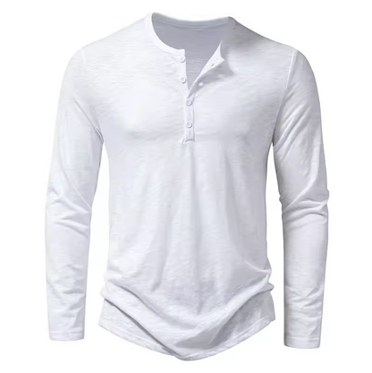 Lockeres Langarmshirt für Herren mit Knopfdesign