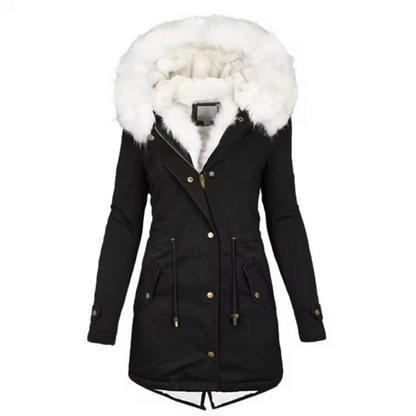 Warme Winterjacke für Damen mit abnehmbarer Kapuze
