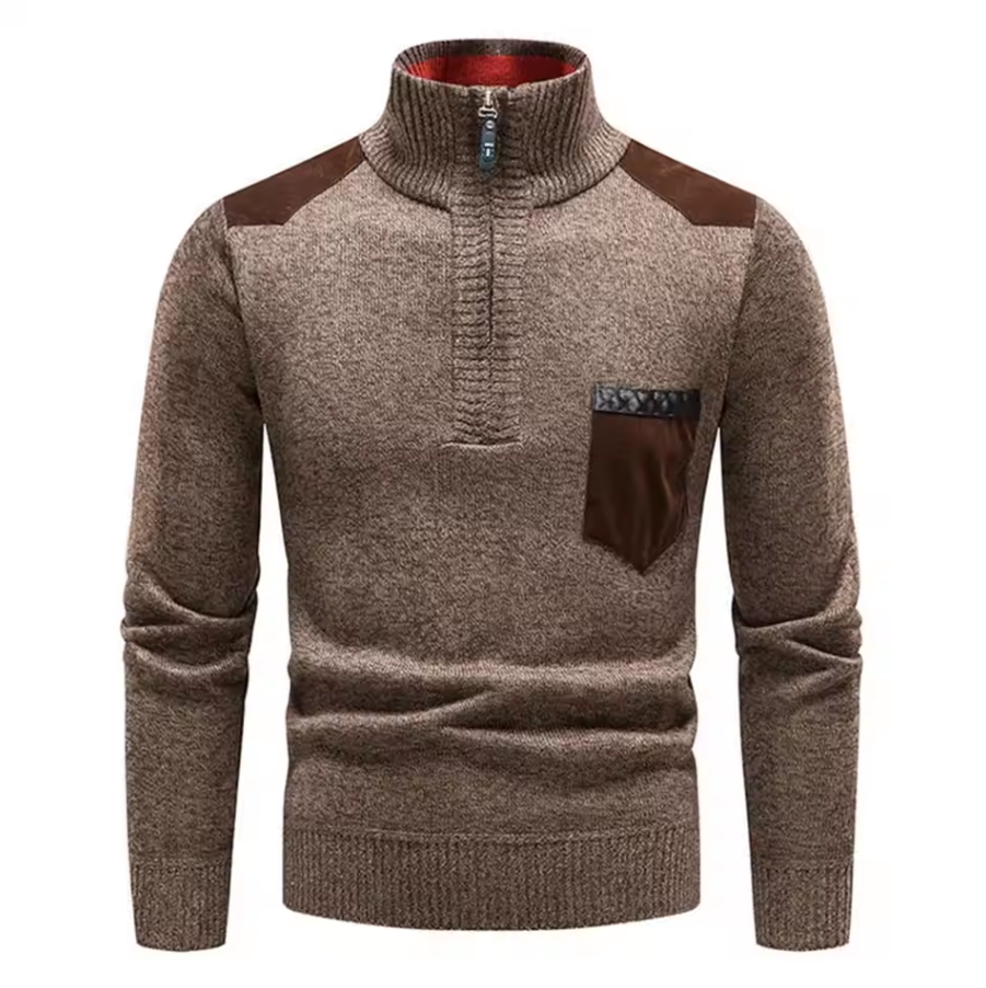 Gemütlicher Herren Pullover mit Stilvollen Details und Funktionalem Reißverschluss