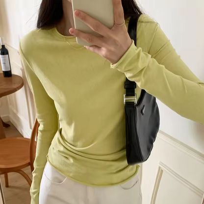 Damen-Langarmshirt mit Rundhalsausschnitt und figurbetonter Passform