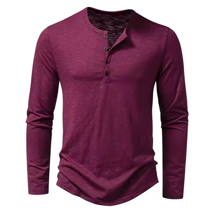 Lockeres Langarmshirt für Herren mit Knopfdesign