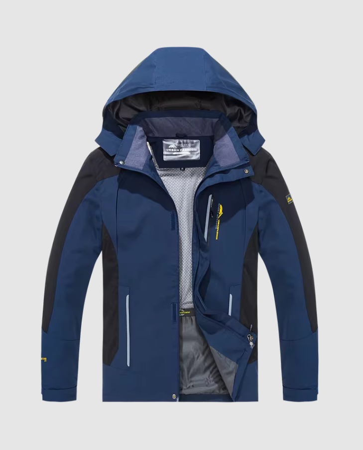 Outdoor-Jacke mit Kapuze und Reißverschlusstaschen