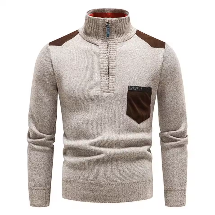 Gemütlicher Herren Pullover mit Stilvollen Details und Funktionalem Reißverschluss